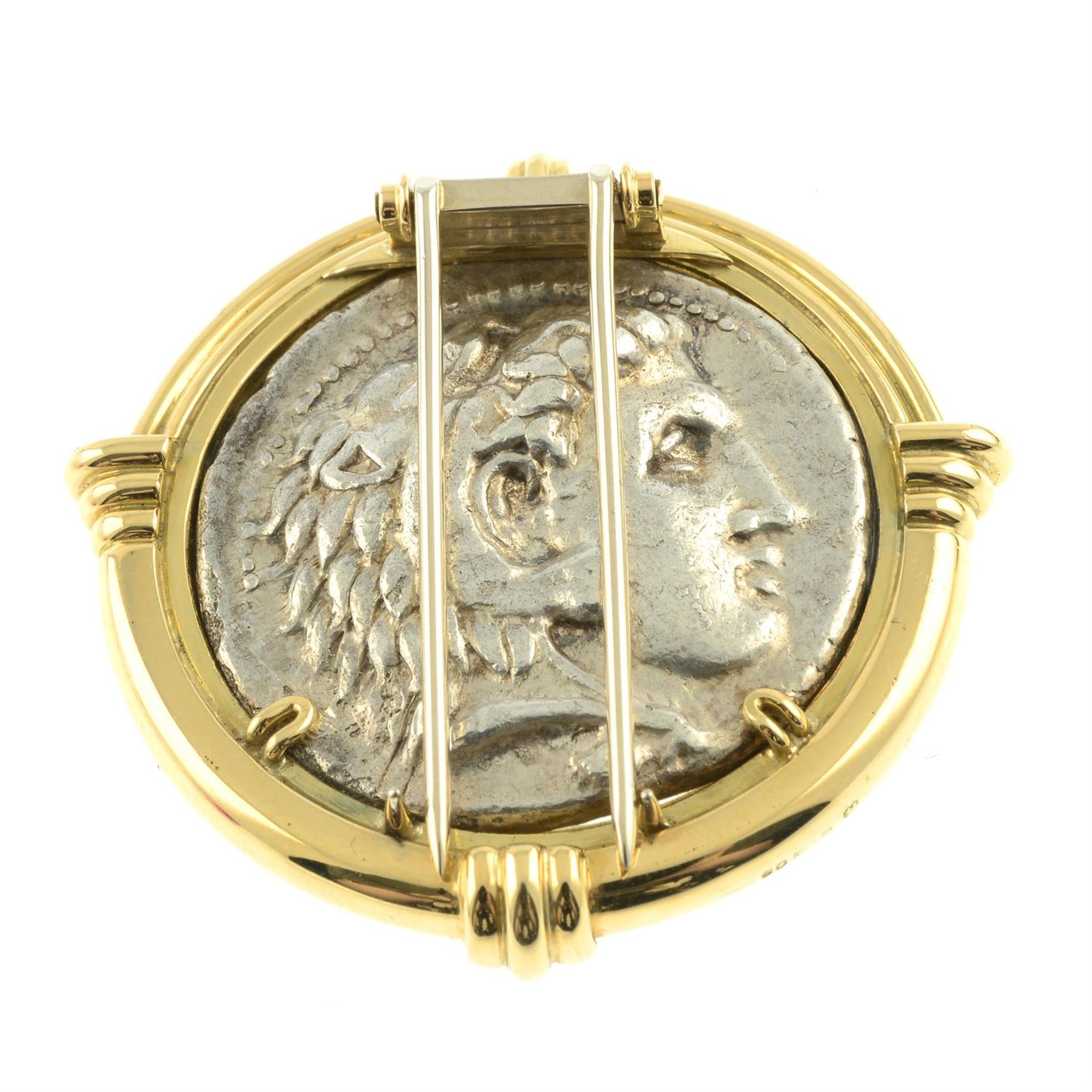 An unverified Greek or Macedonian coin or replica, mounted in an 18ct gold clip by Theo Fennell. - Image 3 of 4