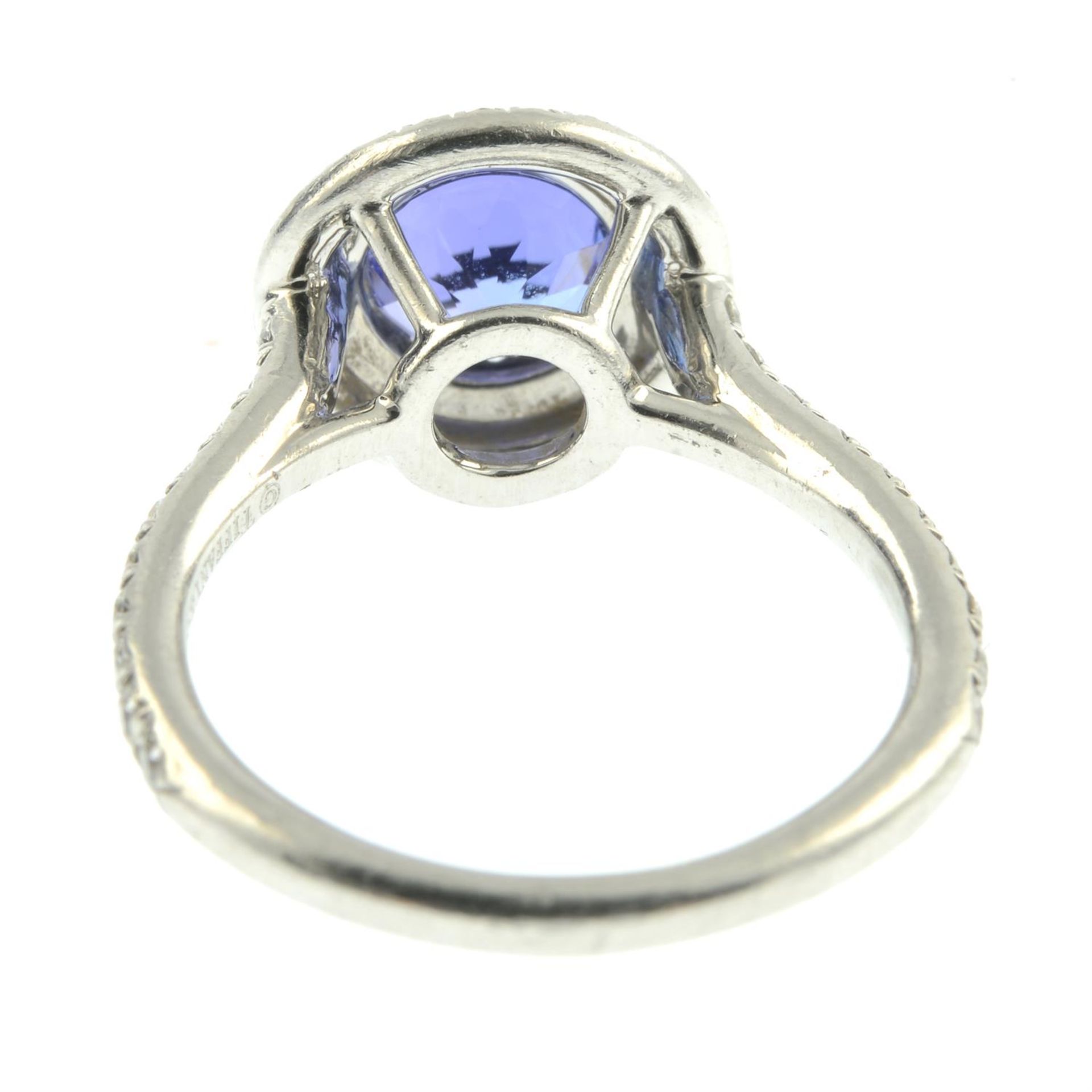 A platinum tanzanite and brilliant-cut diamond cluster ring, by Tiffany & Co. - Image 4 of 5