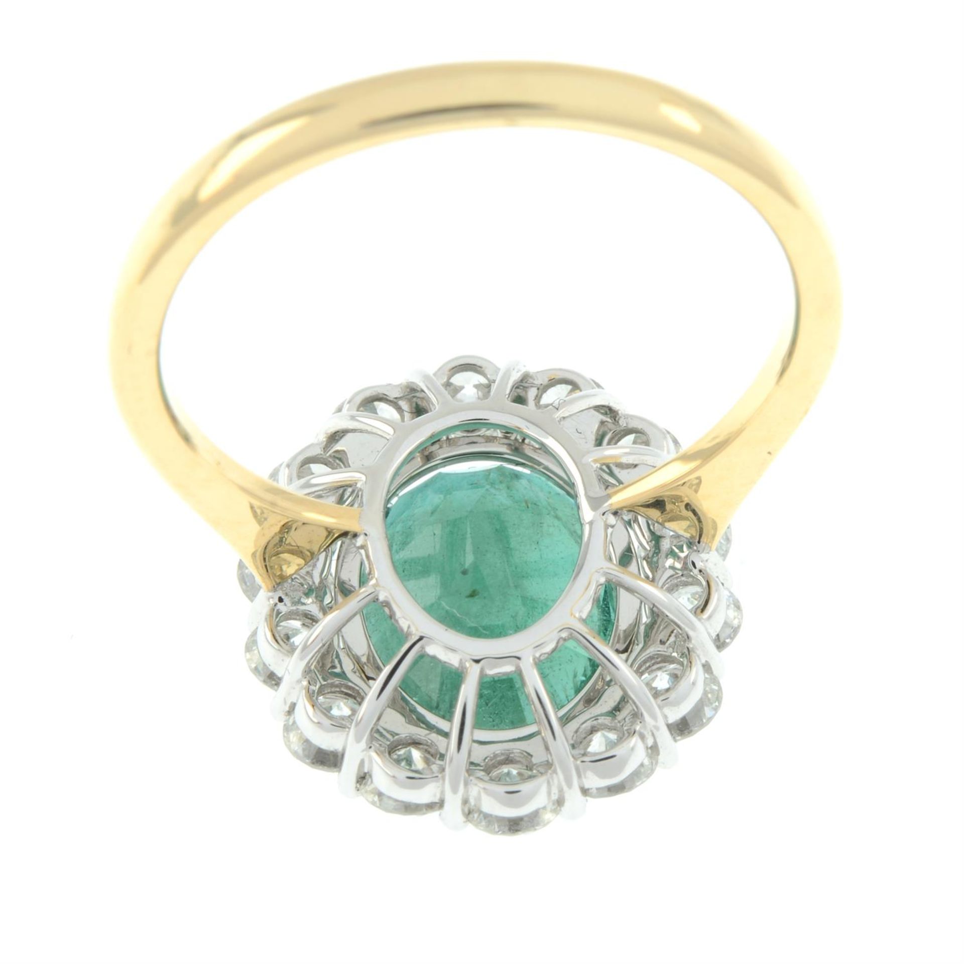 An 18ct gold emerald and brilliant-cut diamond cluster ring. - Image 4 of 6