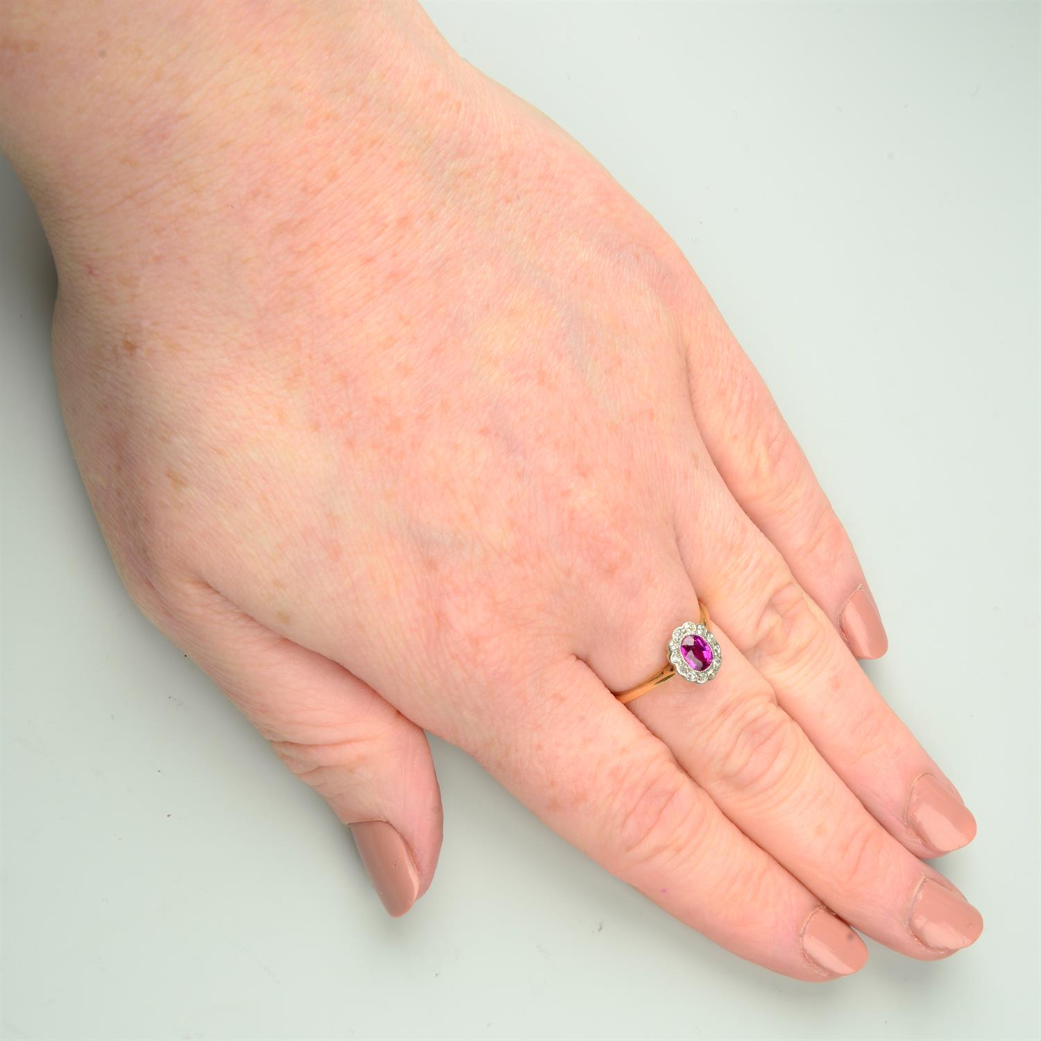 An early 20th century 18ct gold ruby and single-cut diamond cluster ring. - Image 5 of 5