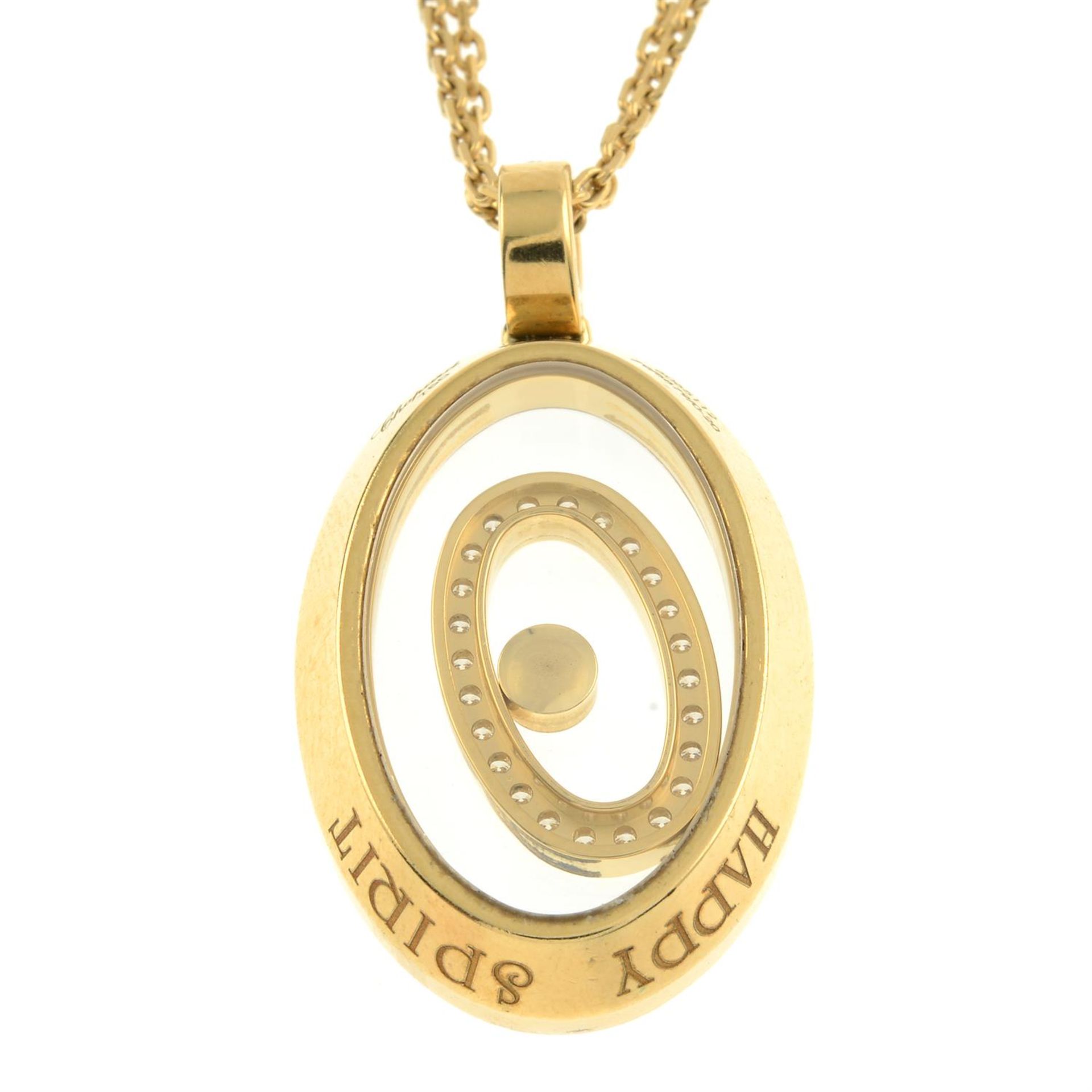 An 18ct gold brilliant-cut diamond 'Happy Spirit' pendant, with two-row chain, by Chopard. - Image 3 of 5