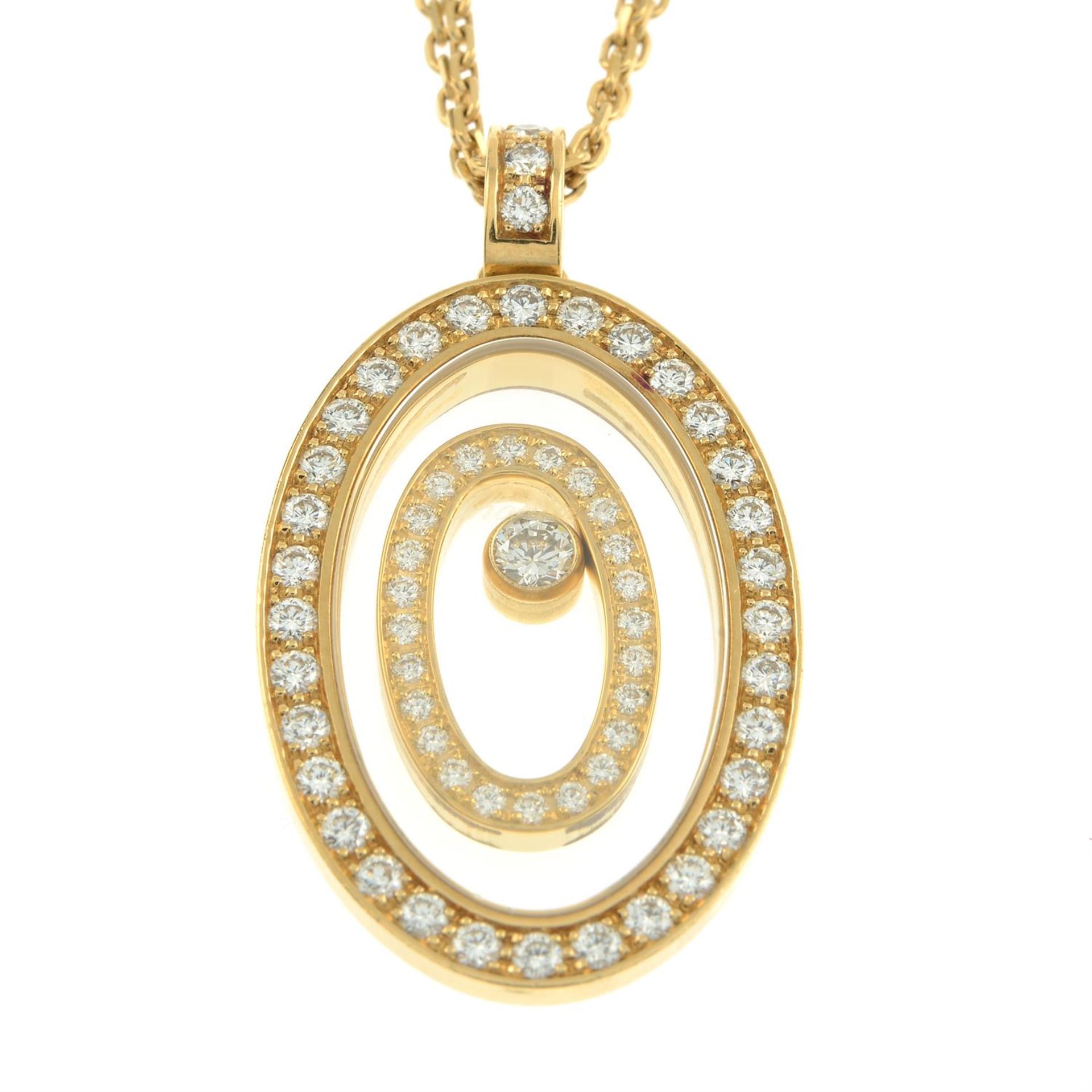 An 18ct gold brilliant-cut diamond 'Happy Spirit' pendant, with two-row chain, by Chopard. - Image 2 of 5