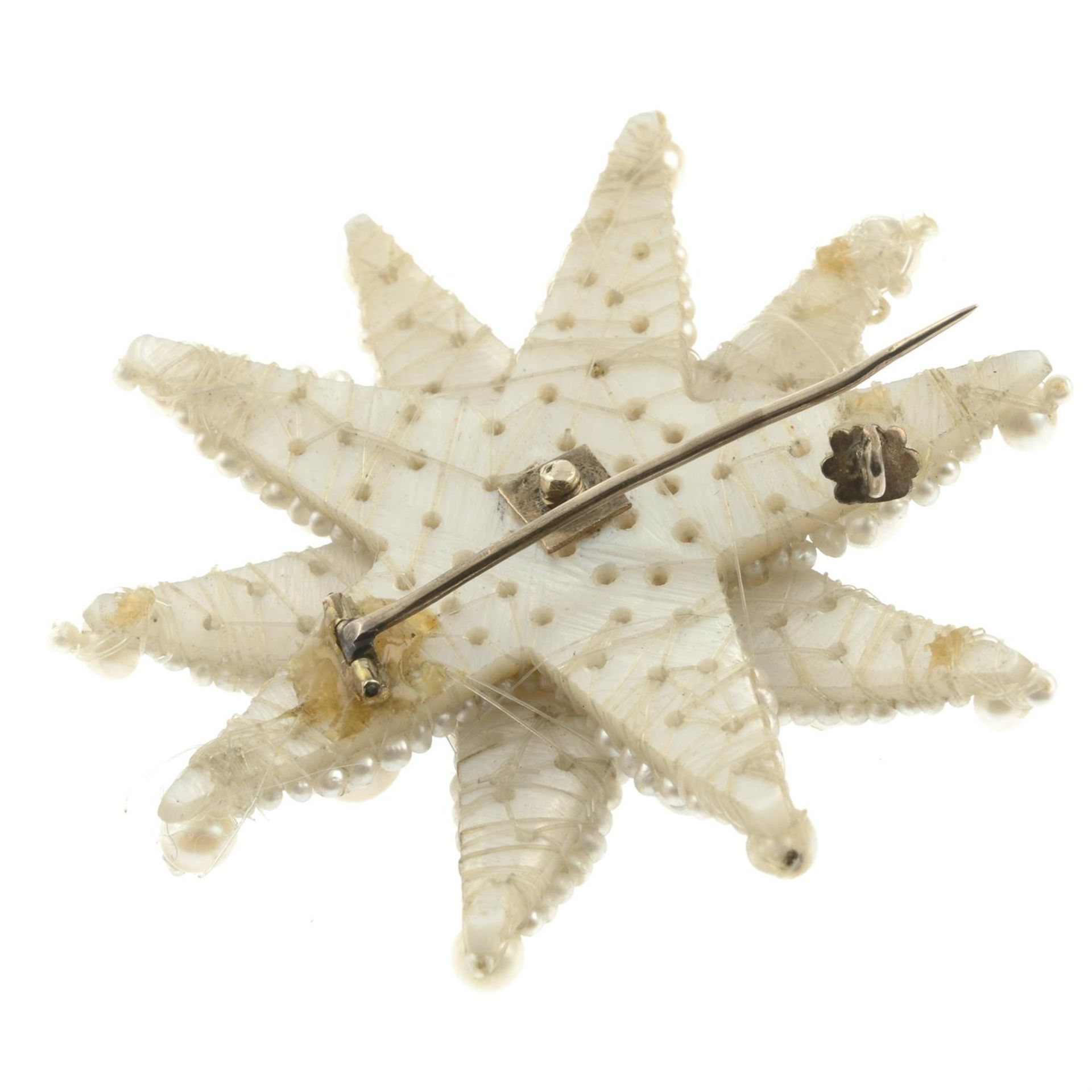 A 19th century rose-cut diamond, pearl and seed pearl star brooch. - Image 3 of 4
