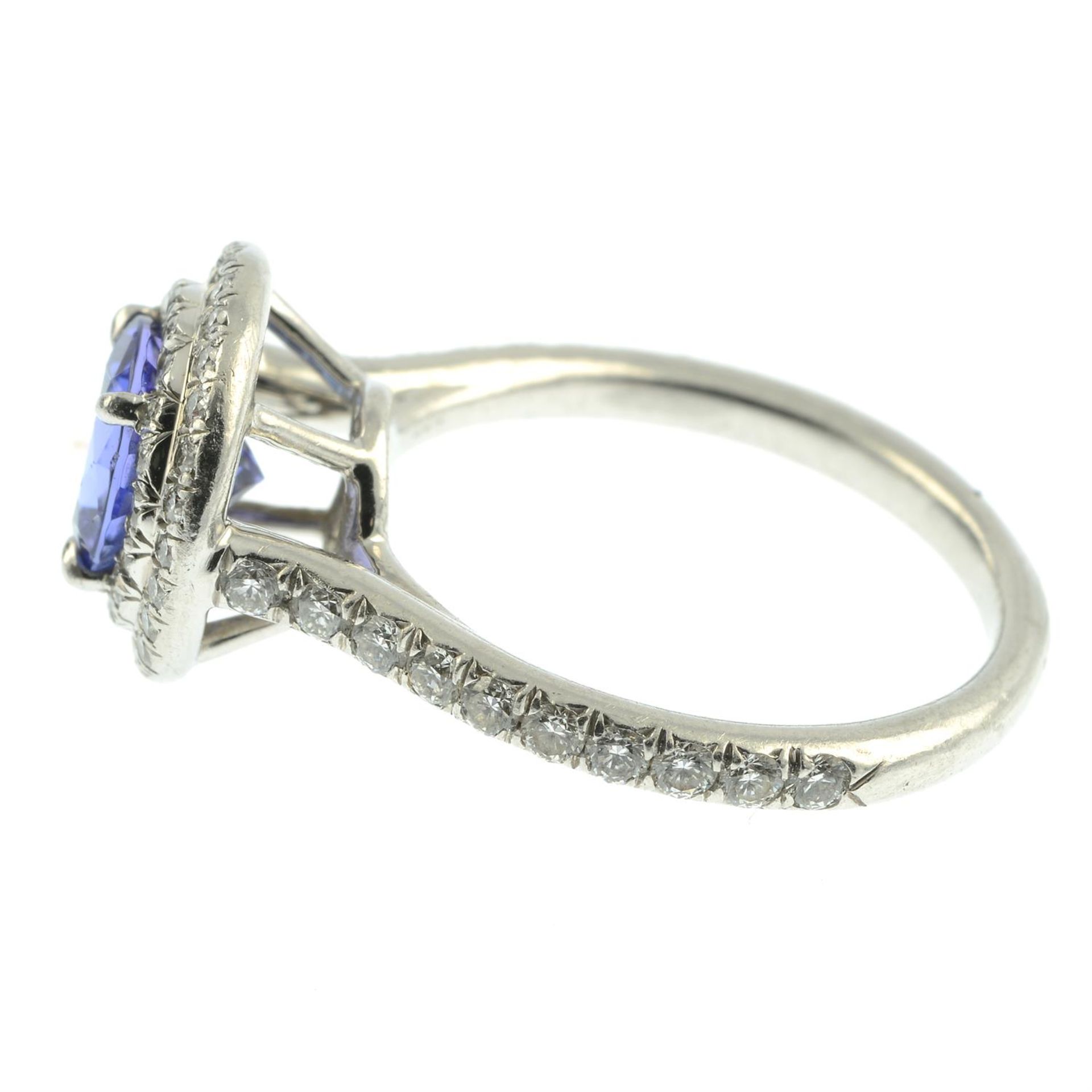A platinum tanzanite and brilliant-cut diamond cluster ring, by Tiffany & Co. - Image 3 of 5