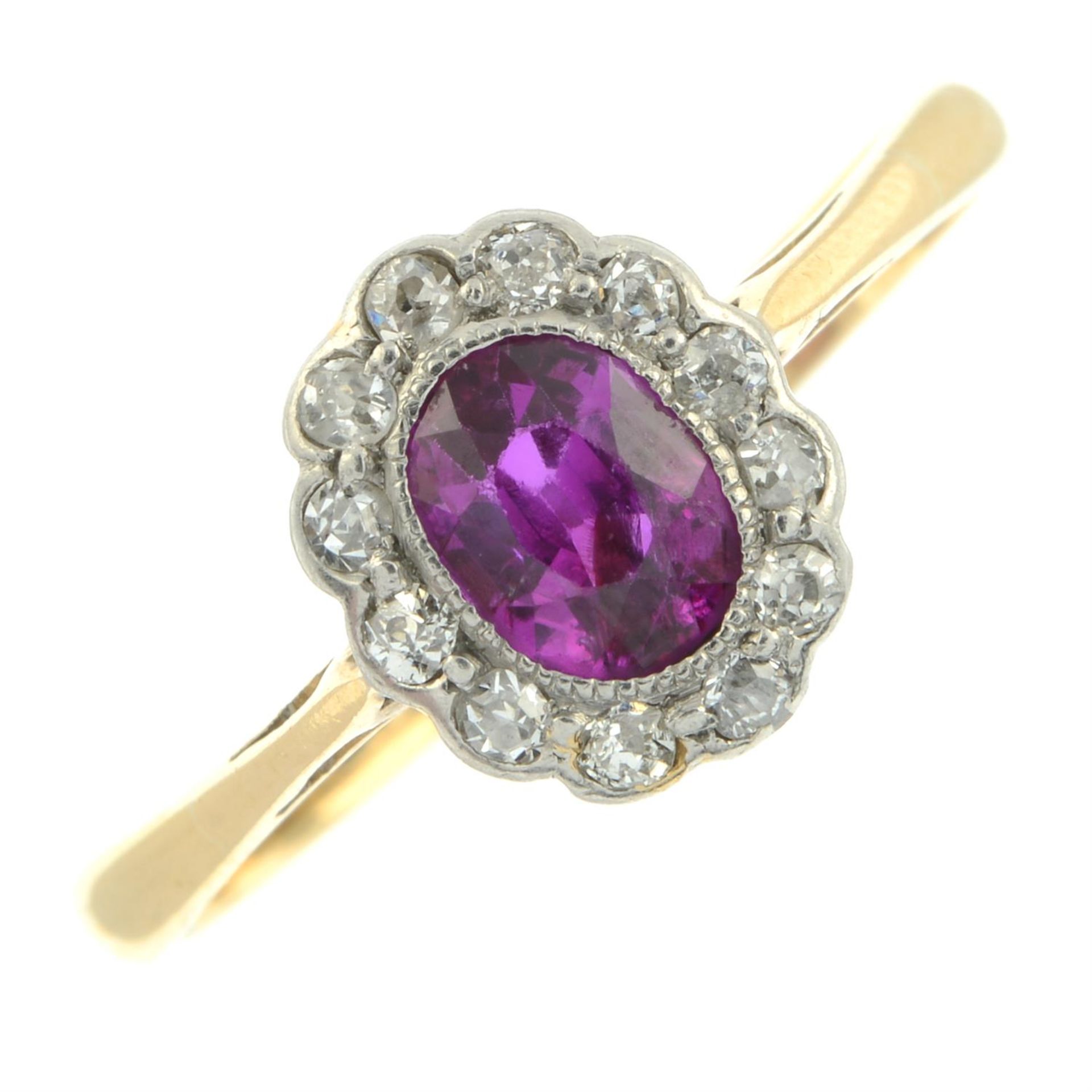 An early 20th century 18ct gold ruby and single-cut diamond cluster ring. - Image 2 of 5