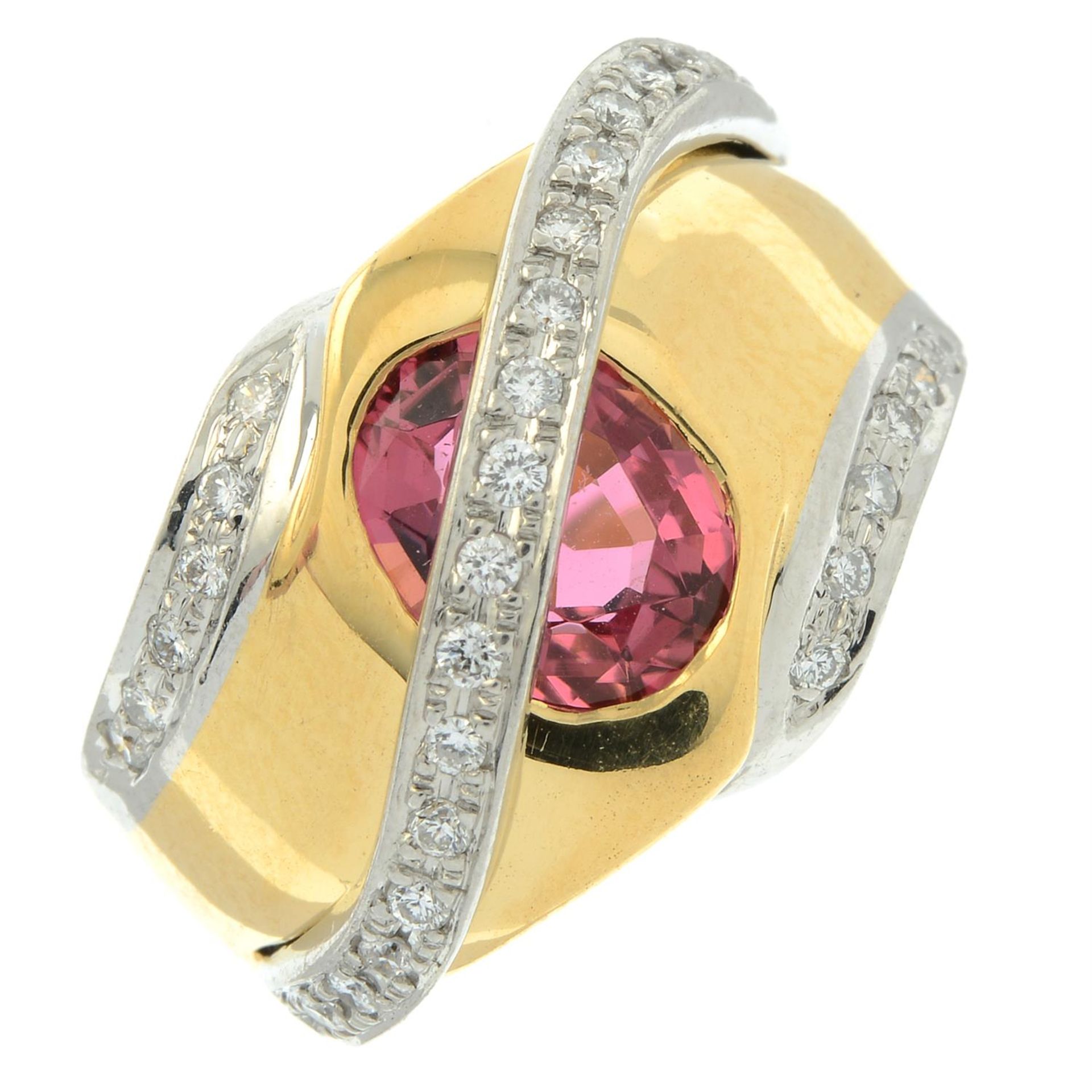 A pink tourmaline and brilliant-cut diamond dress ring. - Image 2 of 5