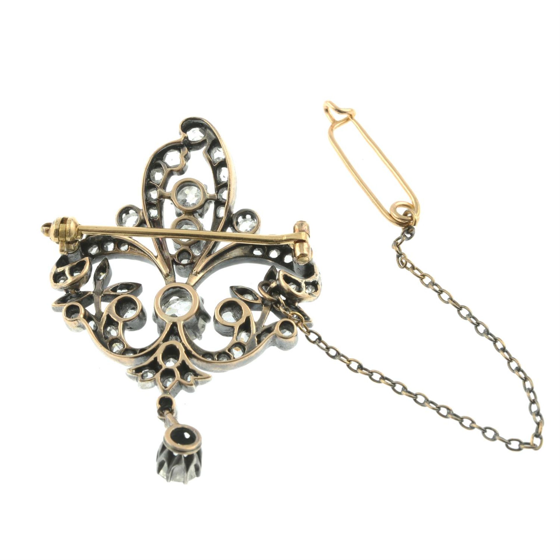 A late Victorian silver and gold, old and rose-cut diamond floral brooch. - Image 3 of 4