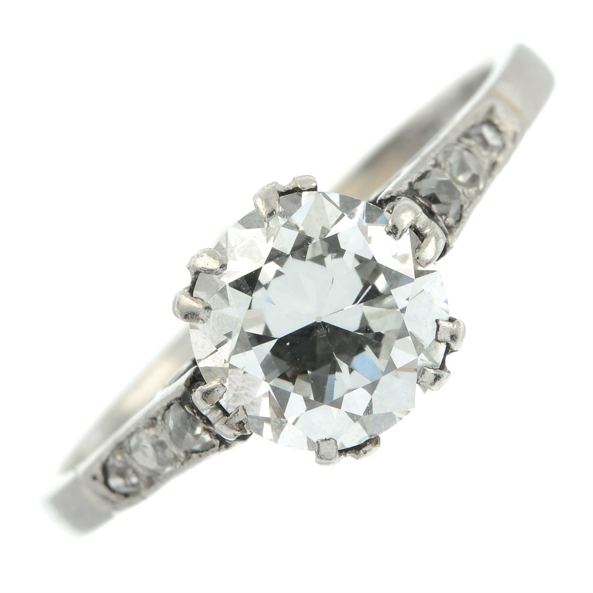 A mid 20th century platinum brilliant-cut diamond single-stone ring. - Image 2 of 5