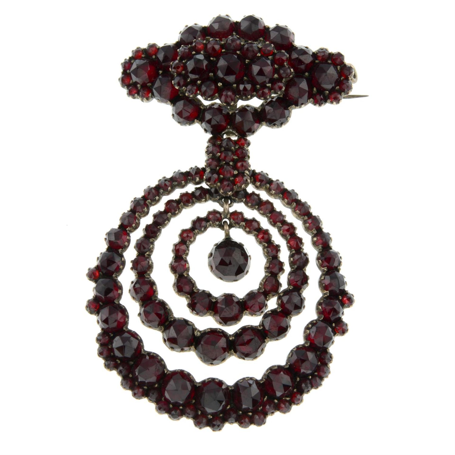 A Victorian garnet brooch, with drop.