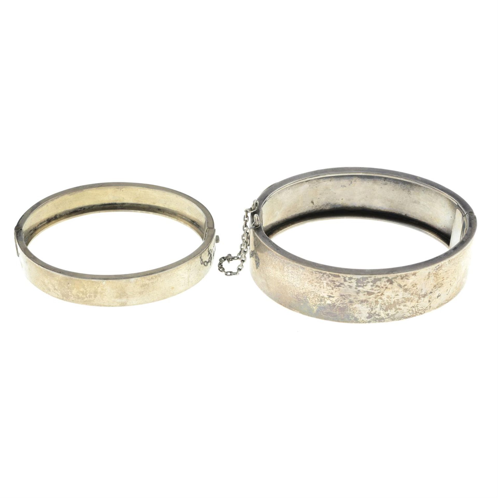 Two early 20th century silver hinged bangles. - Image 2 of 2