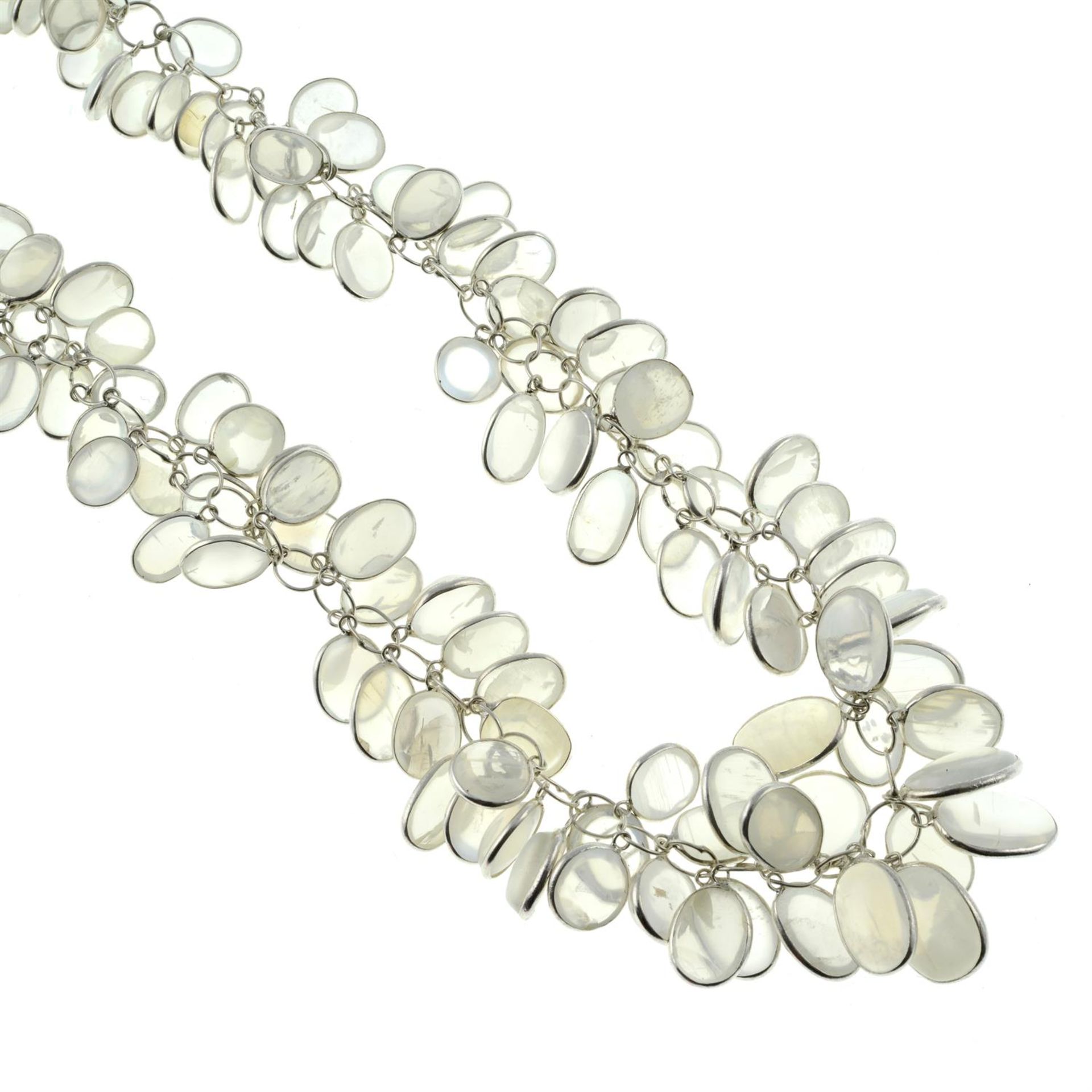 A silver moonstone cabochon necklace. - Image 2 of 2