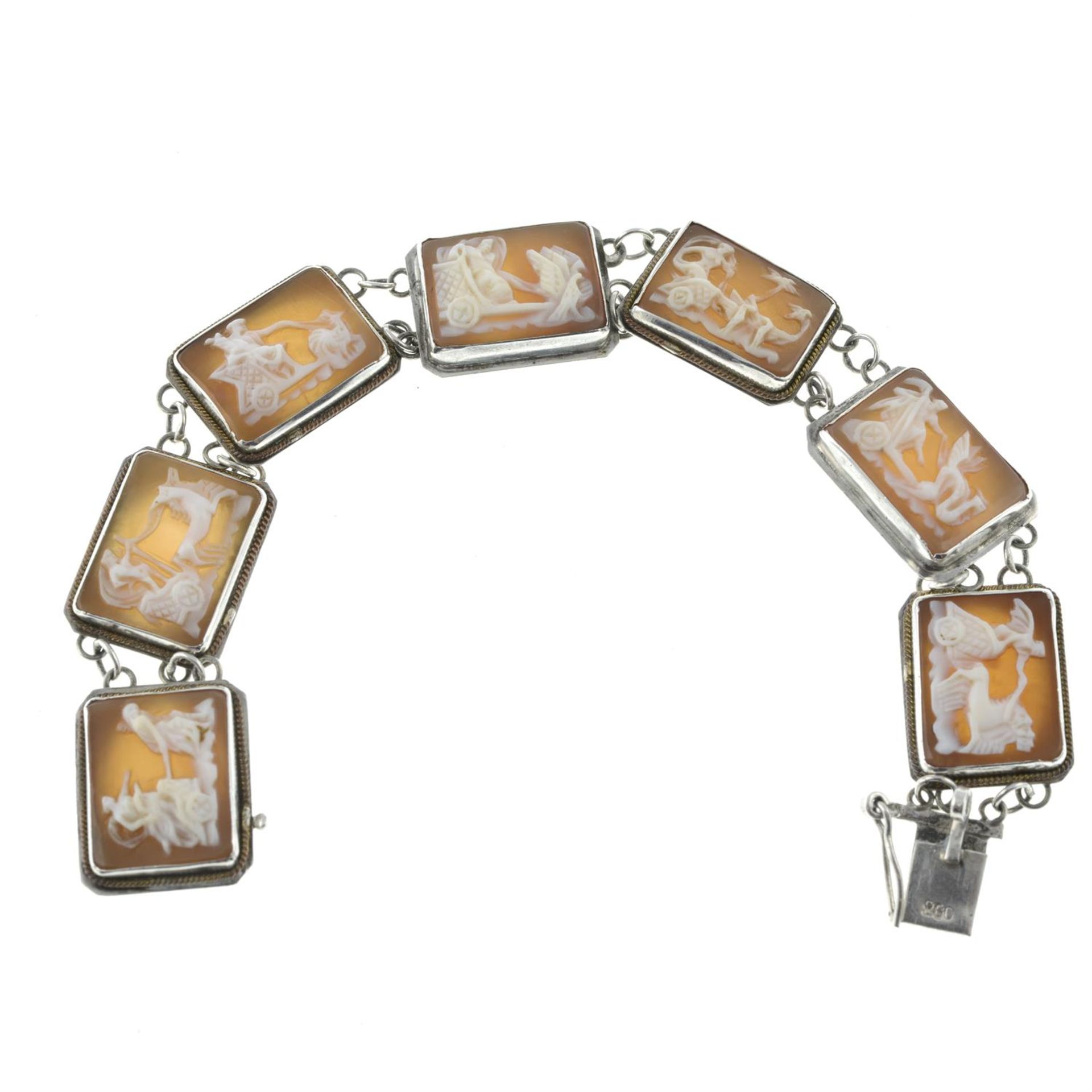 A shell cameo 'Days of the Week' bracelet.