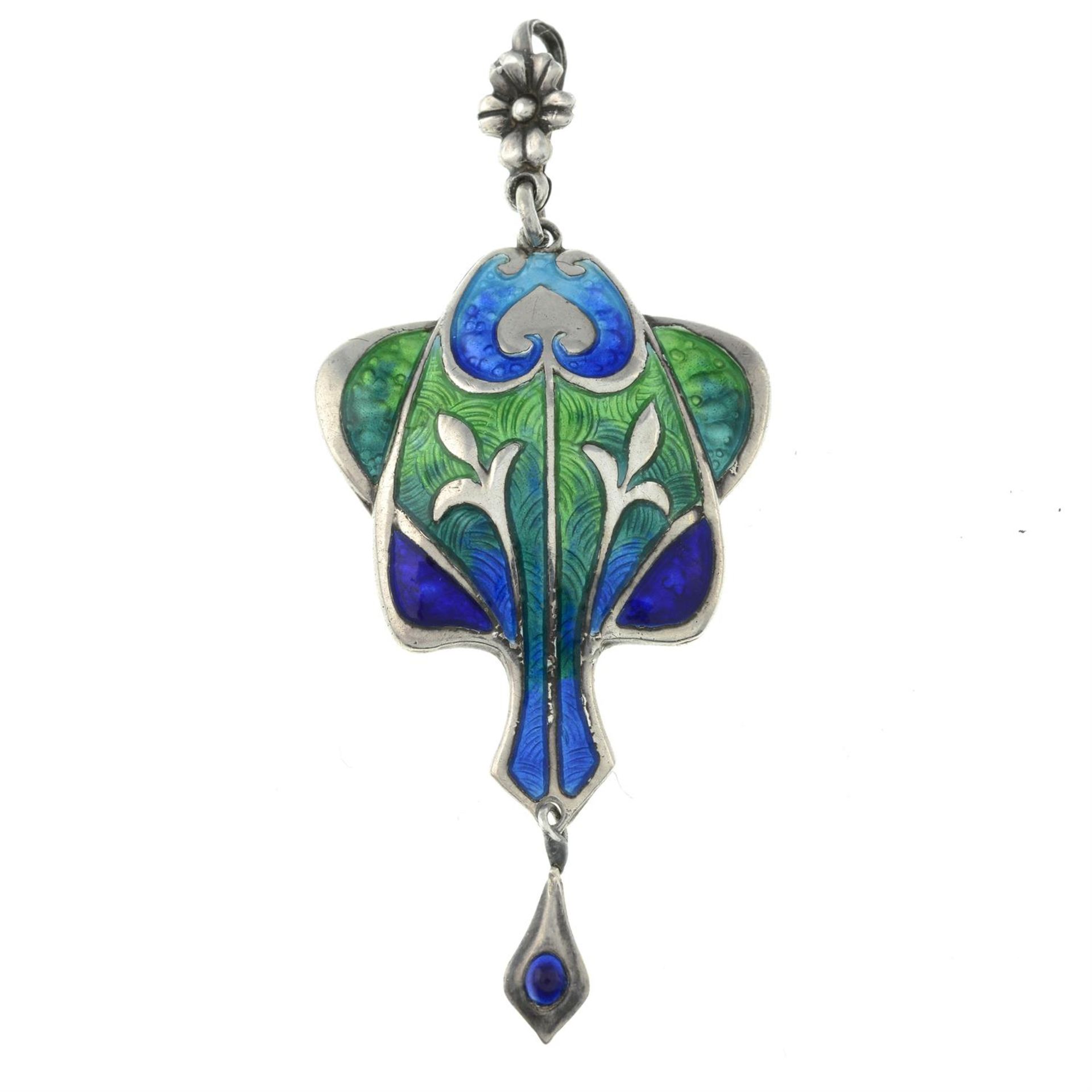 An Arts and Crafts silver and enamel pendant, by Smith and Ewan.