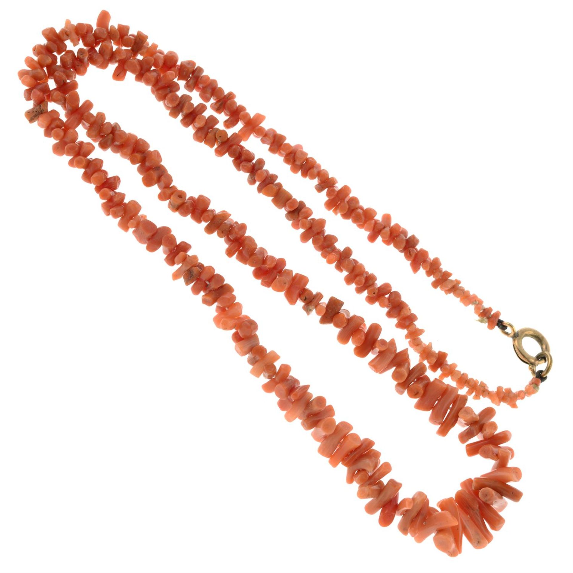 A Victorian coral branch bead graduated necklace. - Image 2 of 2