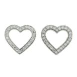 A pair of 18ct gold brilliant-cut diamond heart-shape earrings.