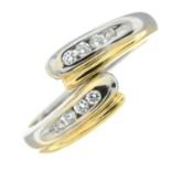 An 18ct bi-colour gold brilliant-cut diamond ring.