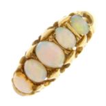 A mid 20th century 18ct gold opal five-stone ring.