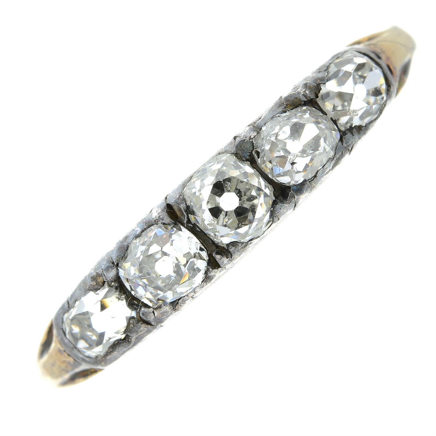 A late 19th century old-cut diamond five-stone ring.