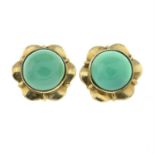 A pair of chrysoprase floral stud earrings.