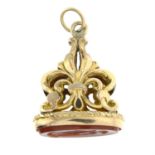 An early 20th century carnelian intaglio fob.