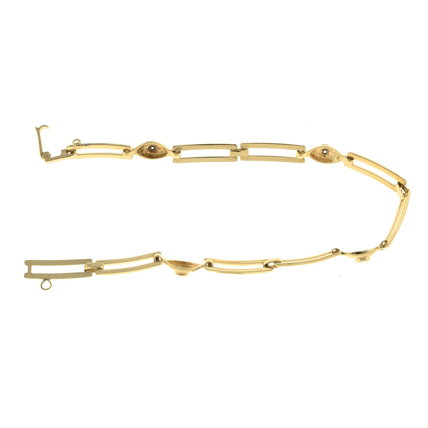 A fancy-link bracelet, with brilliant-cut diamond spacers. - Image 2 of 2