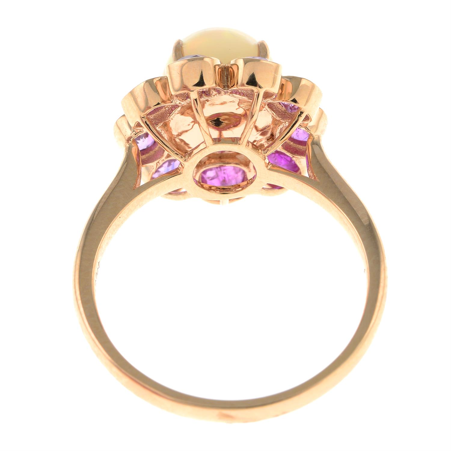 An opal and pink sapphire floral dress ring. - Image 2 of 2