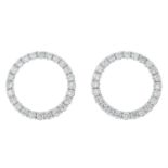 A pair of 18ct gold pavé-set diamond circular-shape earrings.