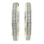 A pair of 18ct gold brilliant-cut diamond hinged hoop earrings.