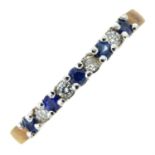 An 18ct gold sapphire and brilliant-cut diamond half eternity ring.