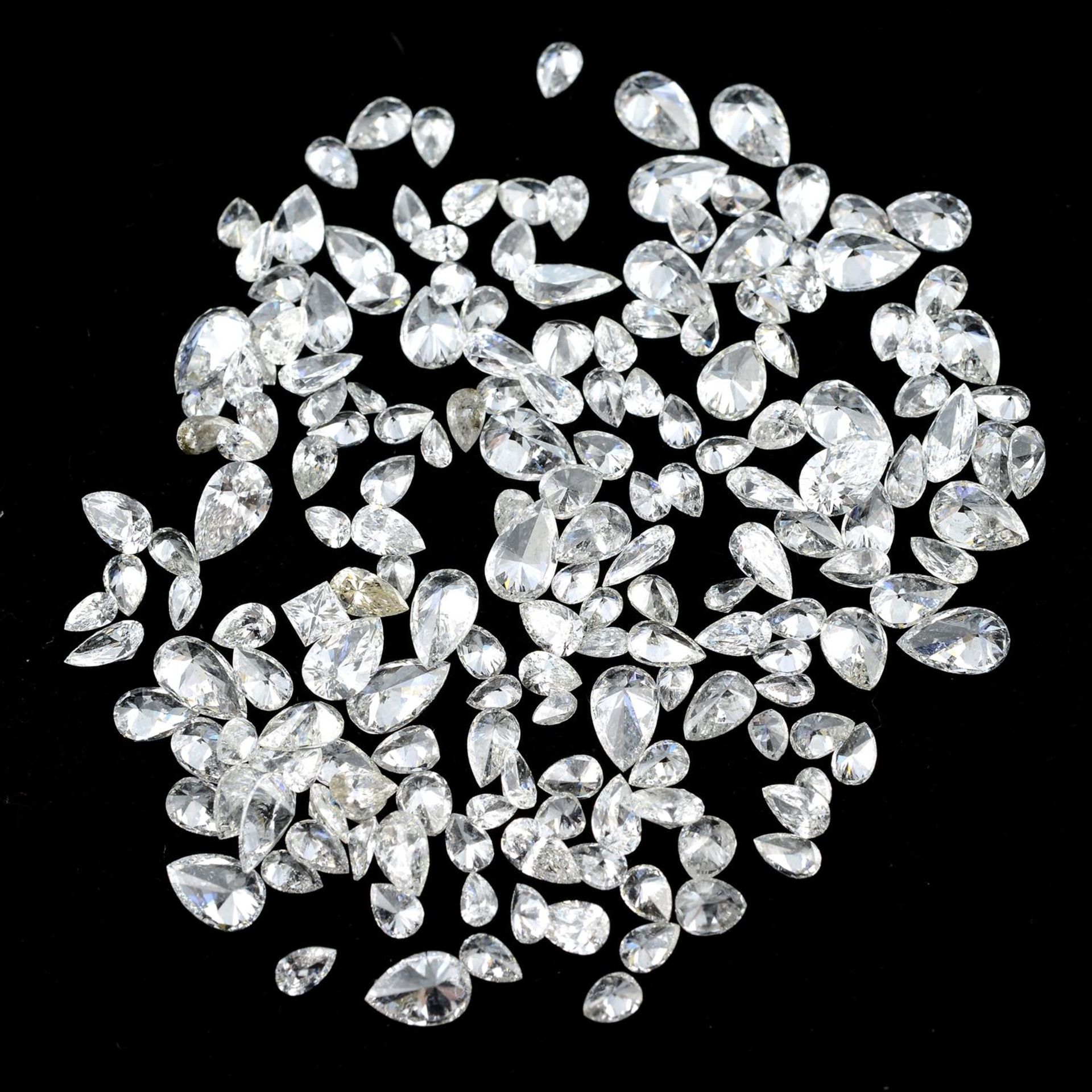 A selection of vari-cut diamonds, approximate total weight 14.14cts.