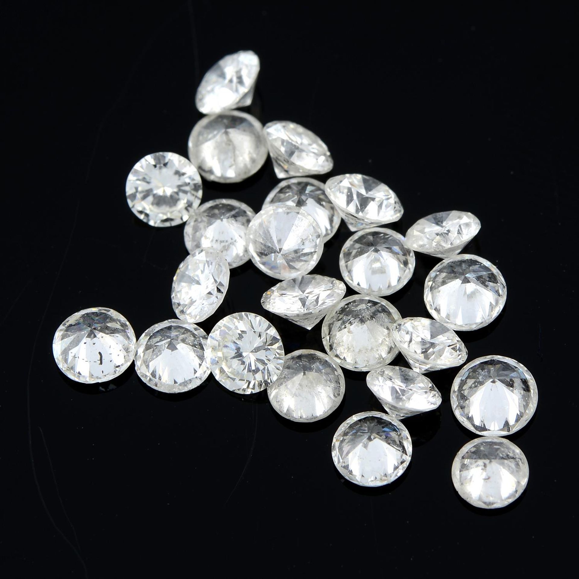 A selection of round brilliant-cut diamonds, total weight 3.07cts.