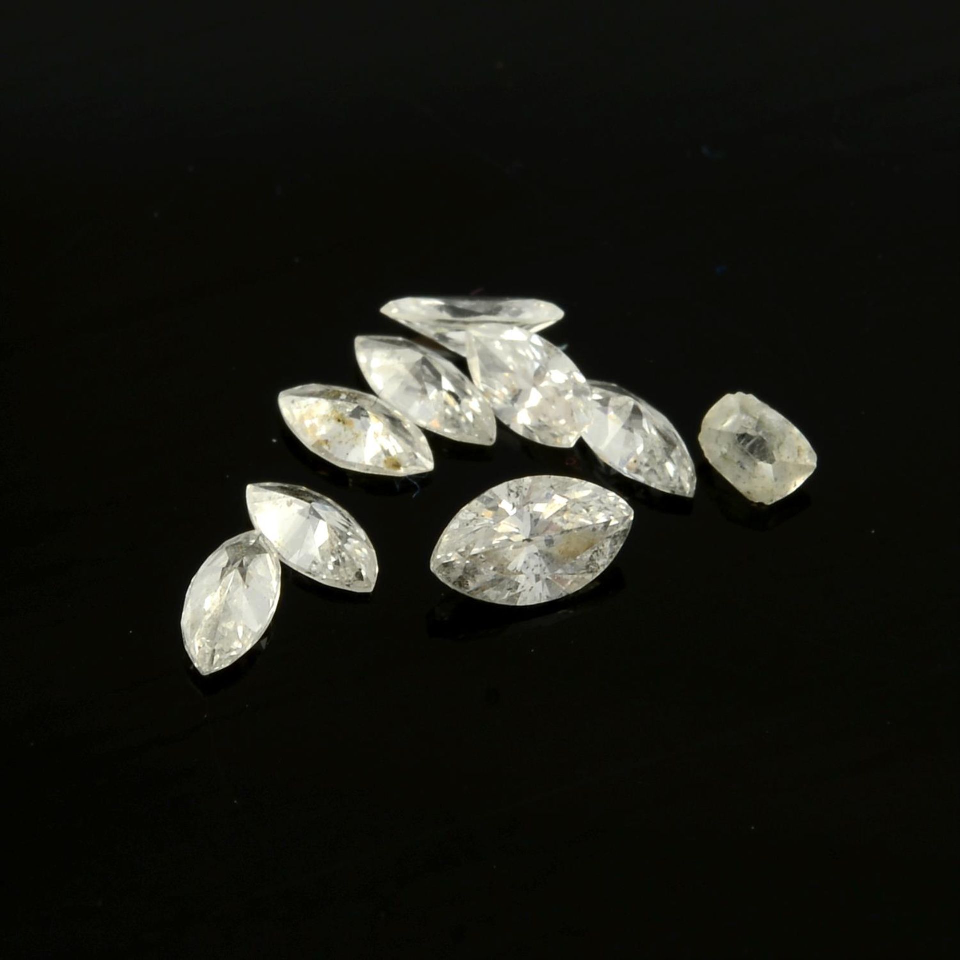 A selection of marquise-shape diamonds, total weight 0.73ct.