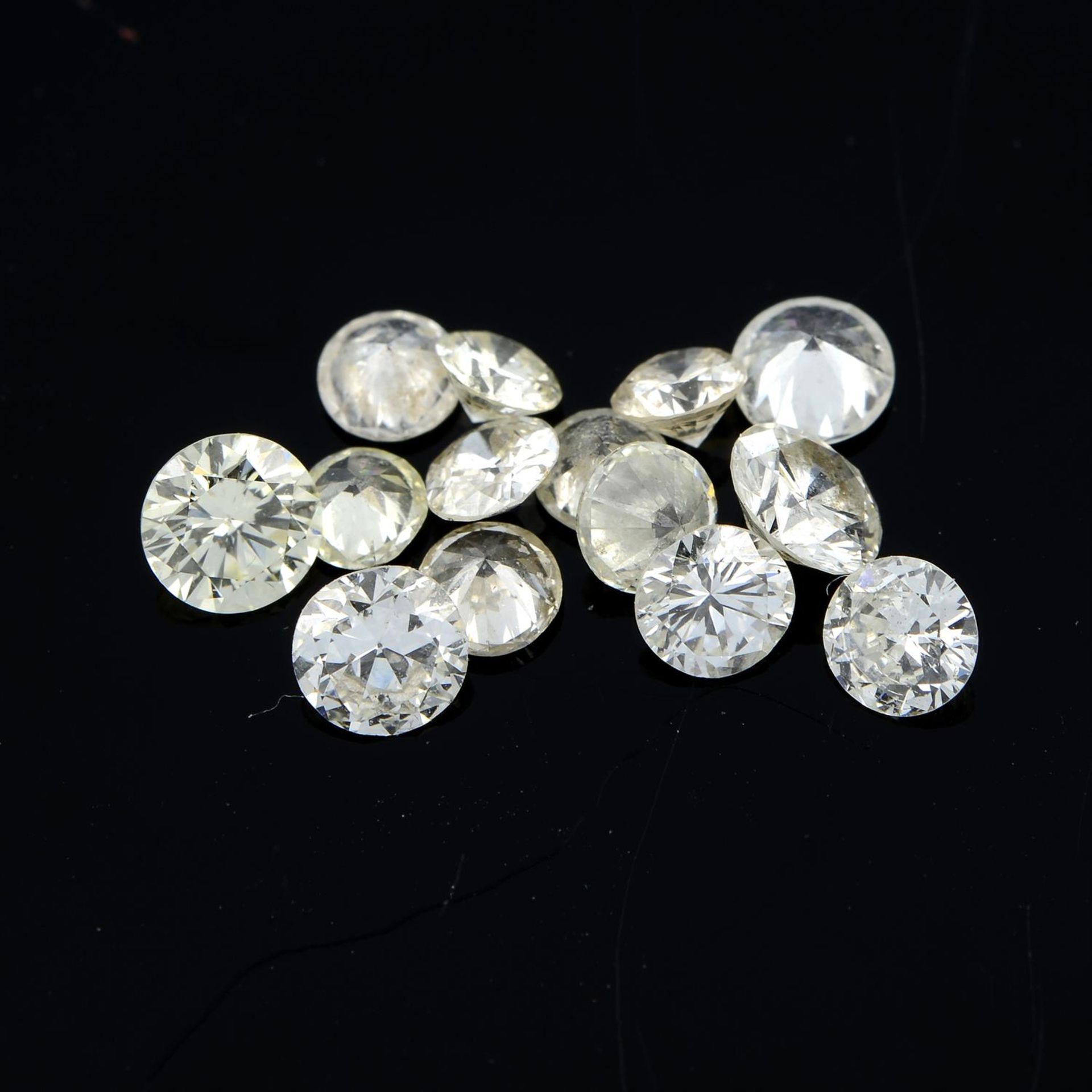 A selection of round brilliant-cut diamonds, total weight 2.35cts.