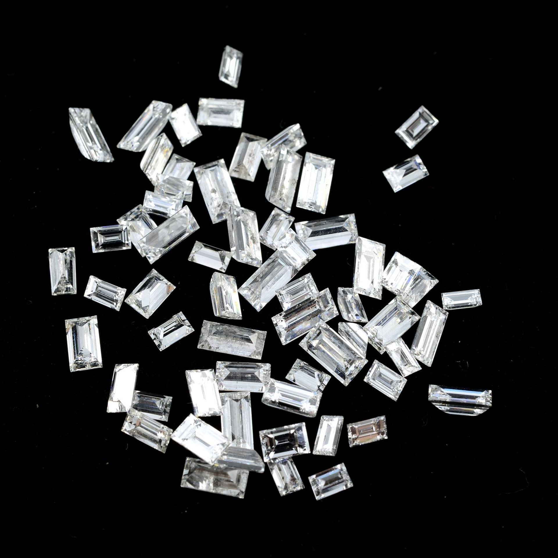 A selection of baguette-cut diamonds, approximate total weight 4.64cts.
