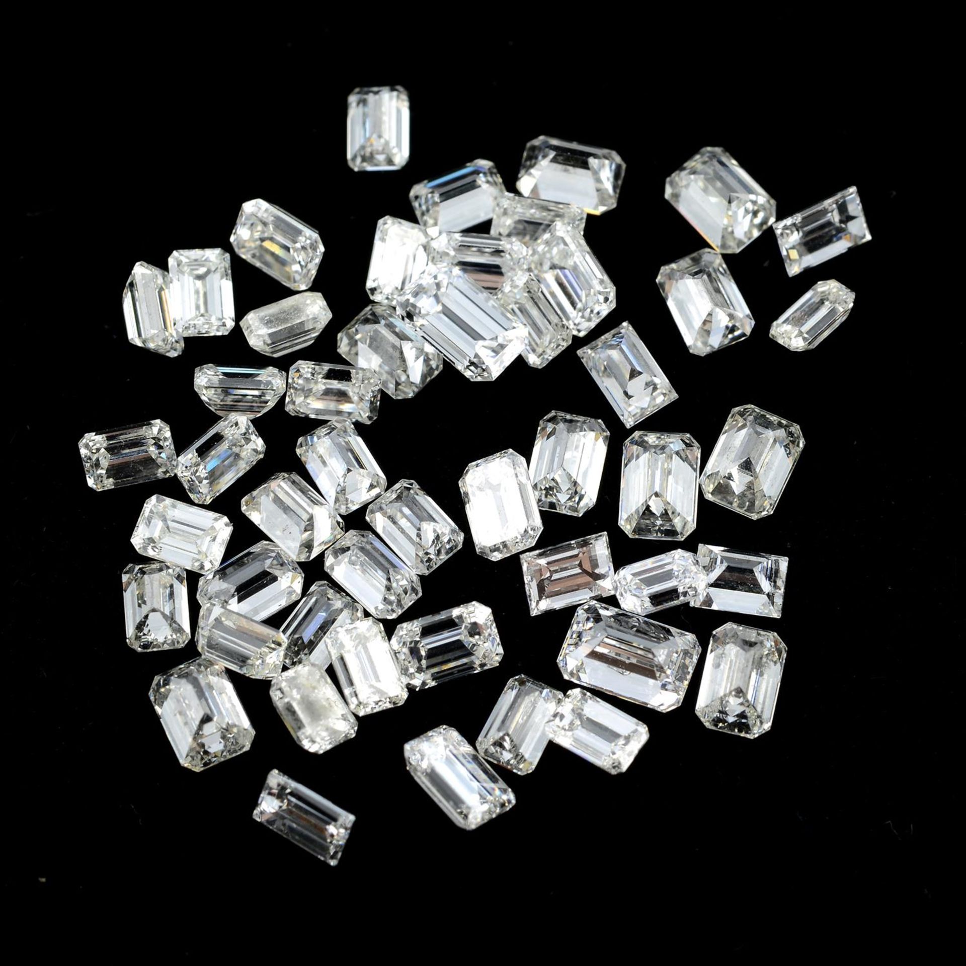 A selection of rectangular-shape diamonds, total weight 5.63cts.