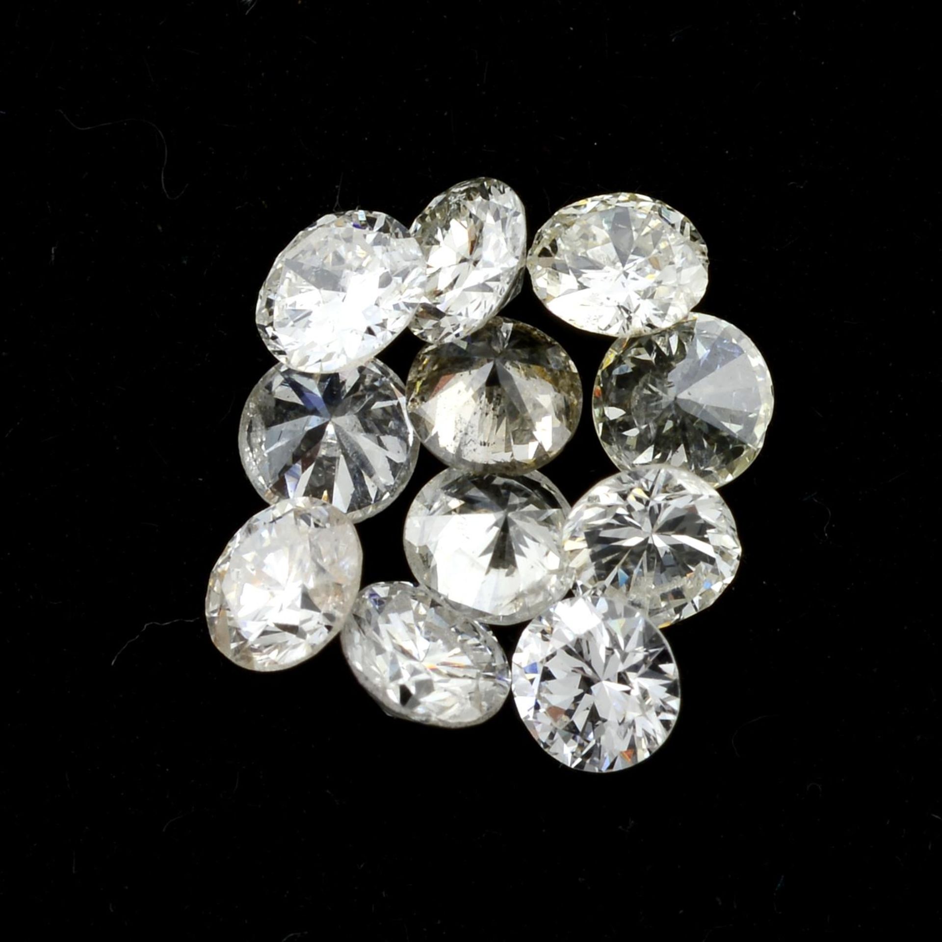 A selection of round brilliant-cut diamonds, total weight 1.33cts.