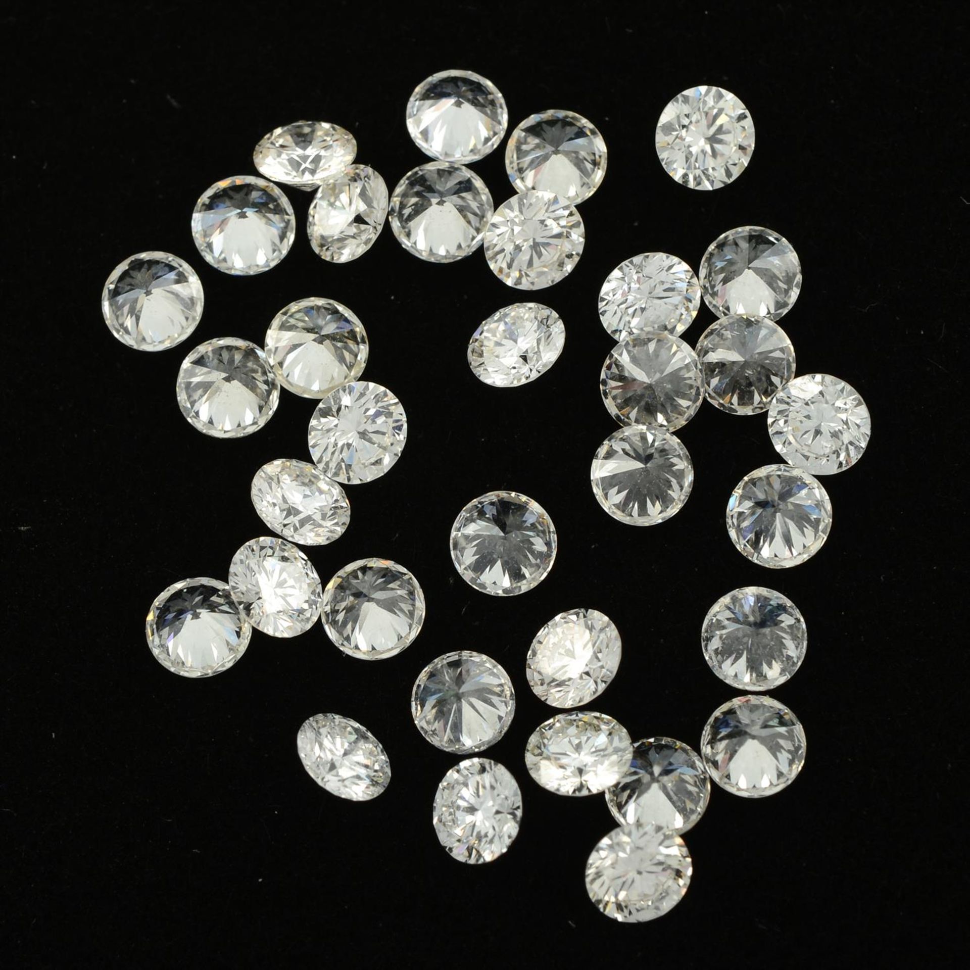 A selection of round brilliant-cut diamonds, total weight 5.43cts.