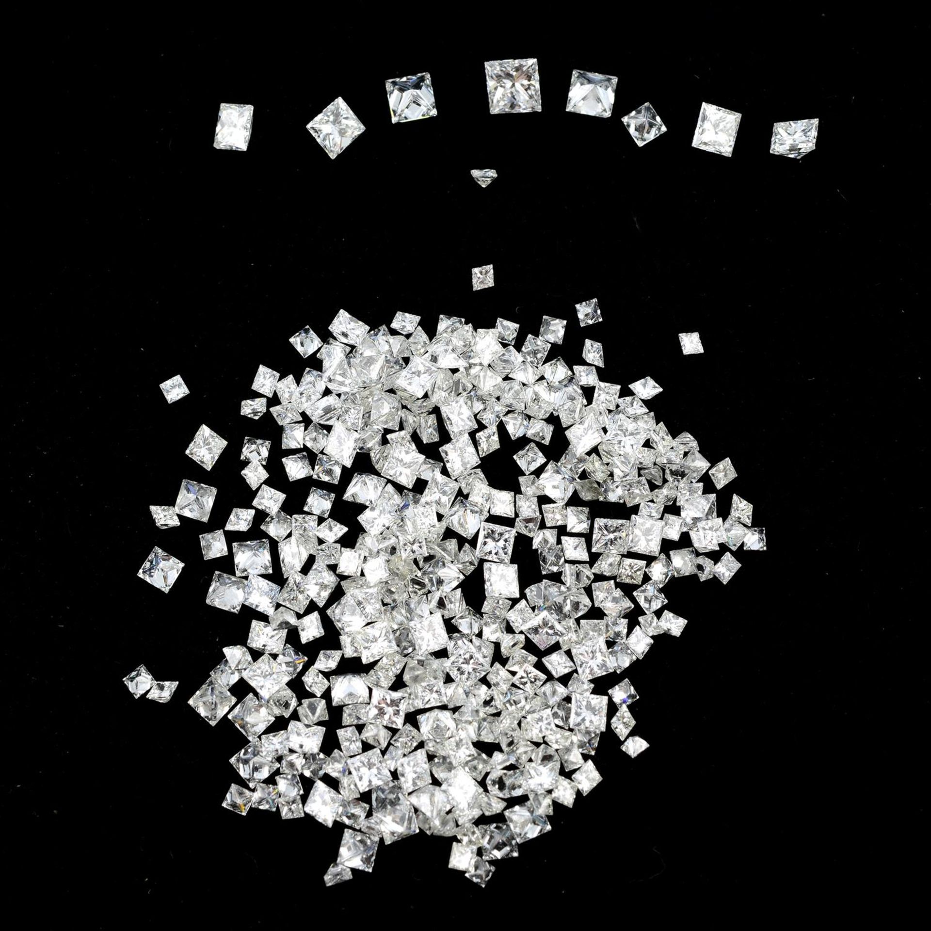 A selection of square-cut diamonds, total weight 6.47cts.