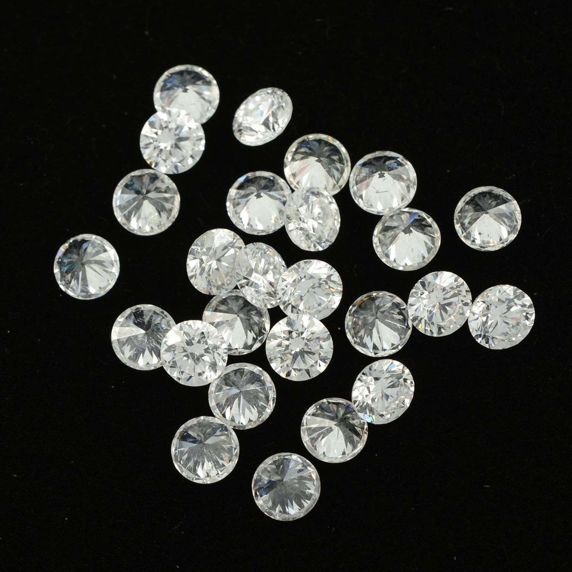 A selection of round brilliant-cut diamonds, total weight 3.19cts.