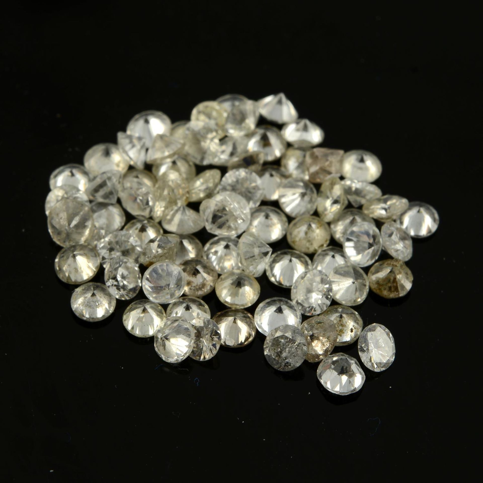 A selection of round briliant-cut diamonds, total weight 6.75cts.
