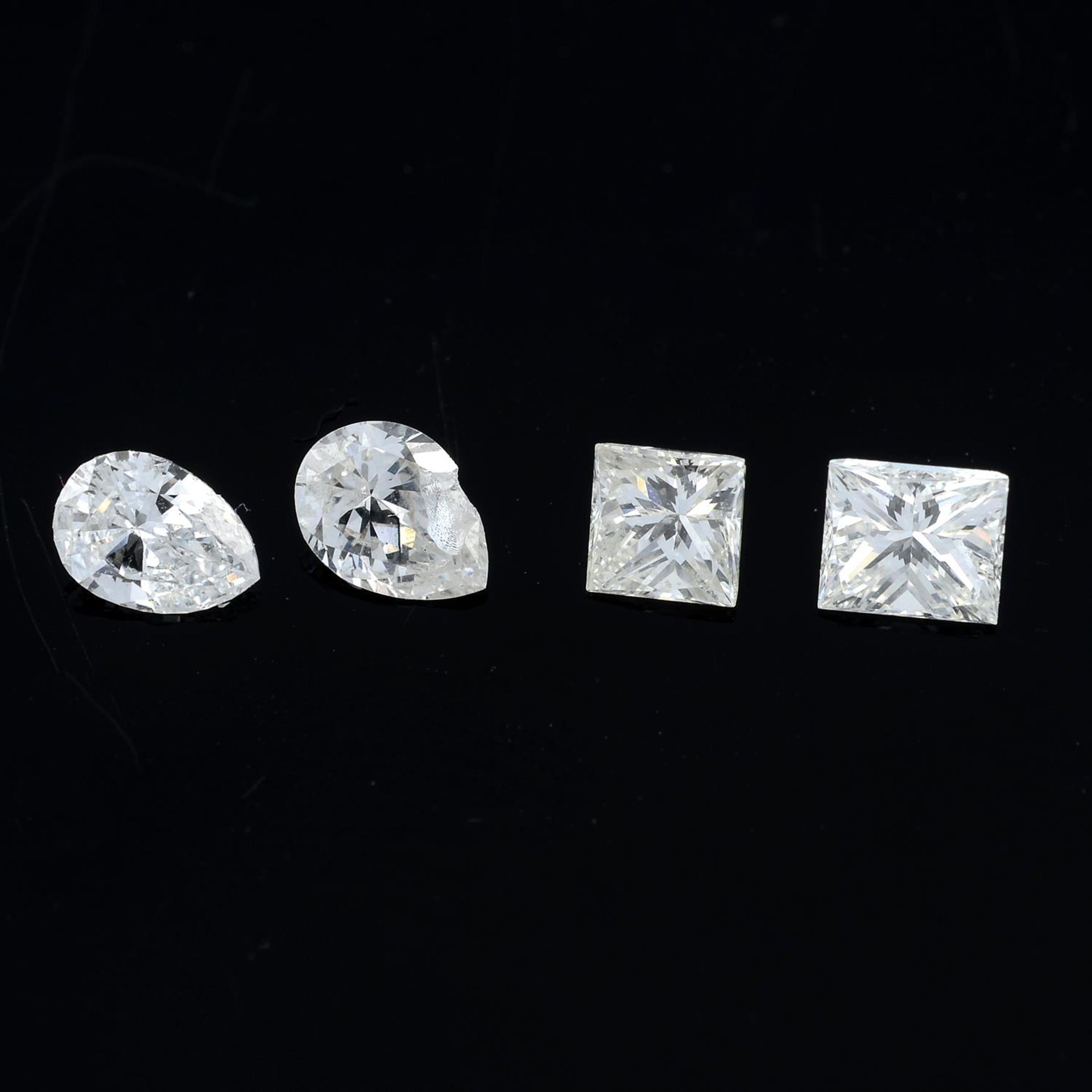Four fancy-cut diamonds, total weight 0.68cts.