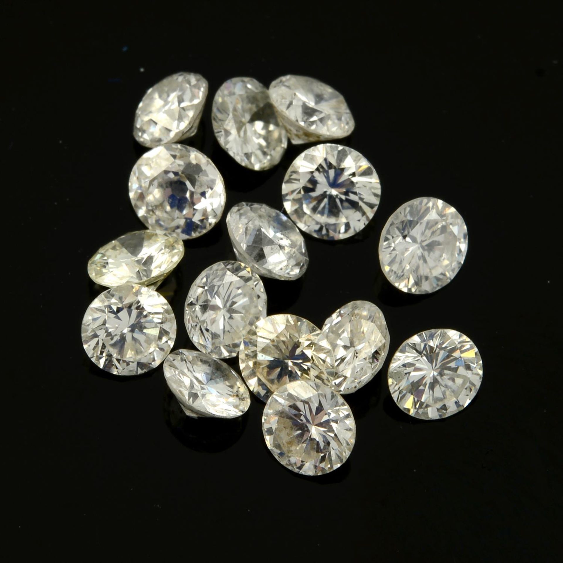 A selection of round brilliant-cut diamonds, total weight 3.16cts.