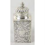 A late Victorian small silver caddy.