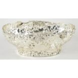 A late Victorian silver pierced oval dish.