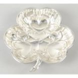 A modern silver clover leaf dish, by Mappin & Webb.