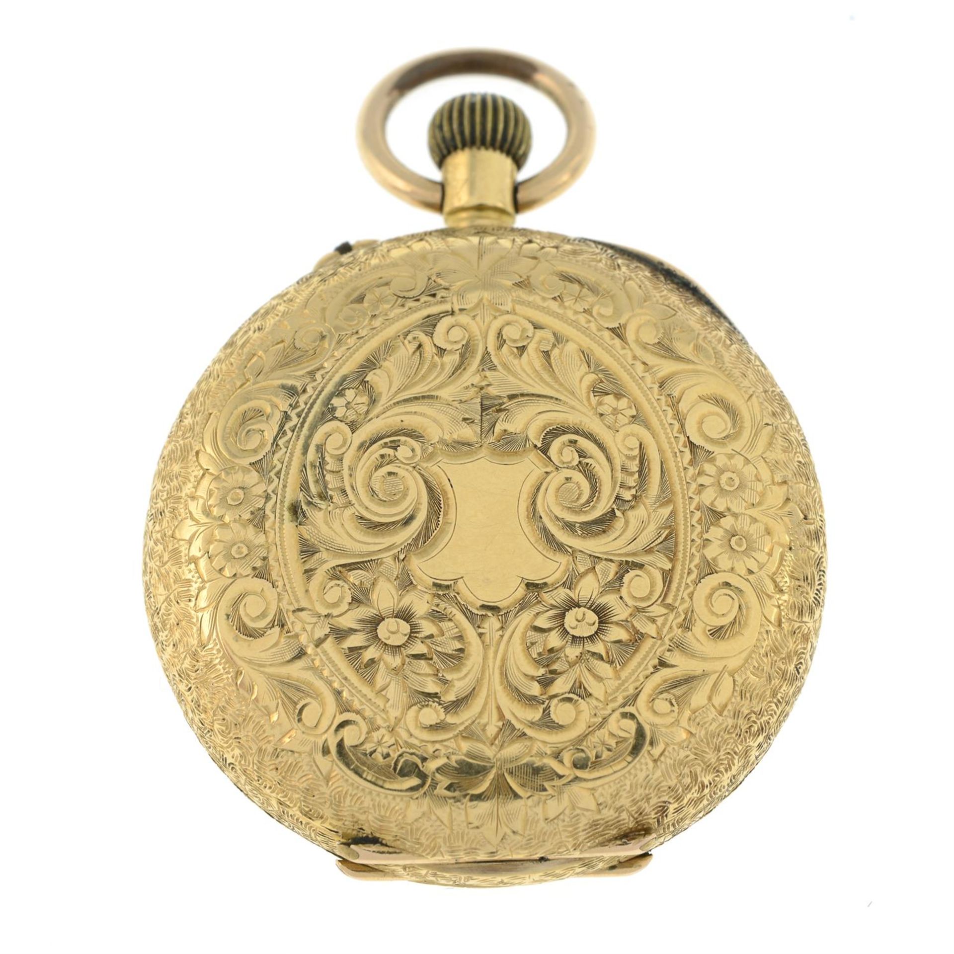A late Victorian 18ct gold pocket watch, with floral engraving. - Image 2 of 2