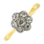 An early 20th century 18ct gold diamond floral cluster ring.