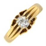 An early 20th century 18ct gold old-cut diamond single-stone ring.