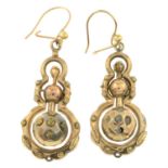 A pair of Victorian 9ct gold ornate drop earrings.
