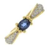 A sapphire and brilliant-cut diamond dress ring.